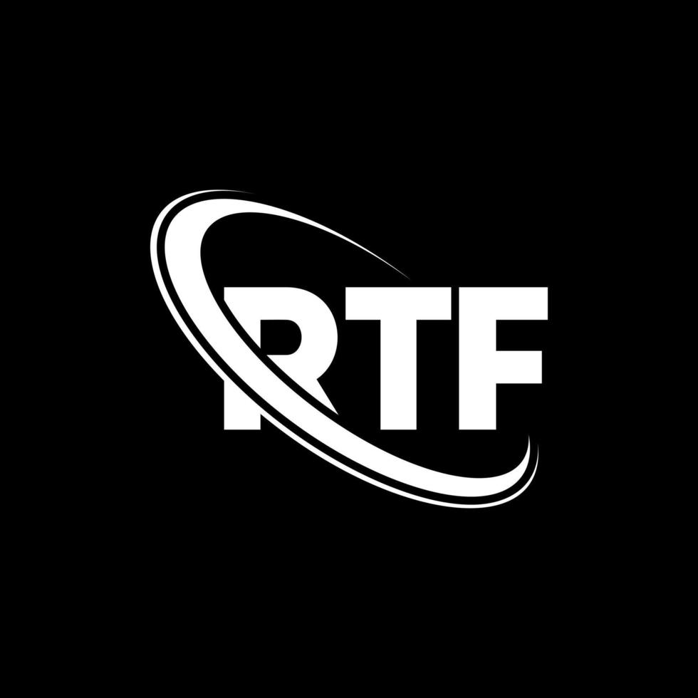 logo rtf. lettera rtf. design del logo della lettera rtf. iniziali logo rtf collegate con cerchio e logo monogramma maiuscolo. tipografia rtf per il marchio tecnologico, commerciale e immobiliare. vettore