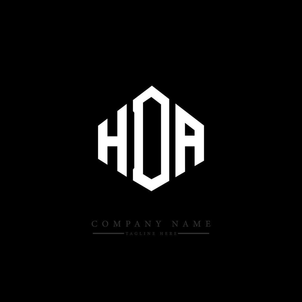 design del logo della lettera hda con forma poligonale. design del logo a forma di poligono e cubo hda. hda esagonale modello logo vettoriale colori bianco e nero. monogramma hda, logo aziendale e immobiliare.