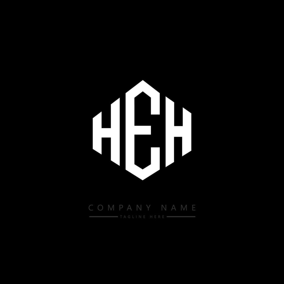 design del logo della lettera heh con forma poligonale. heh poligono e design del logo a forma di cubo. heh esagono modello logo vettoriale colori bianco e nero. eh monogramma, logo aziendale e immobiliare.