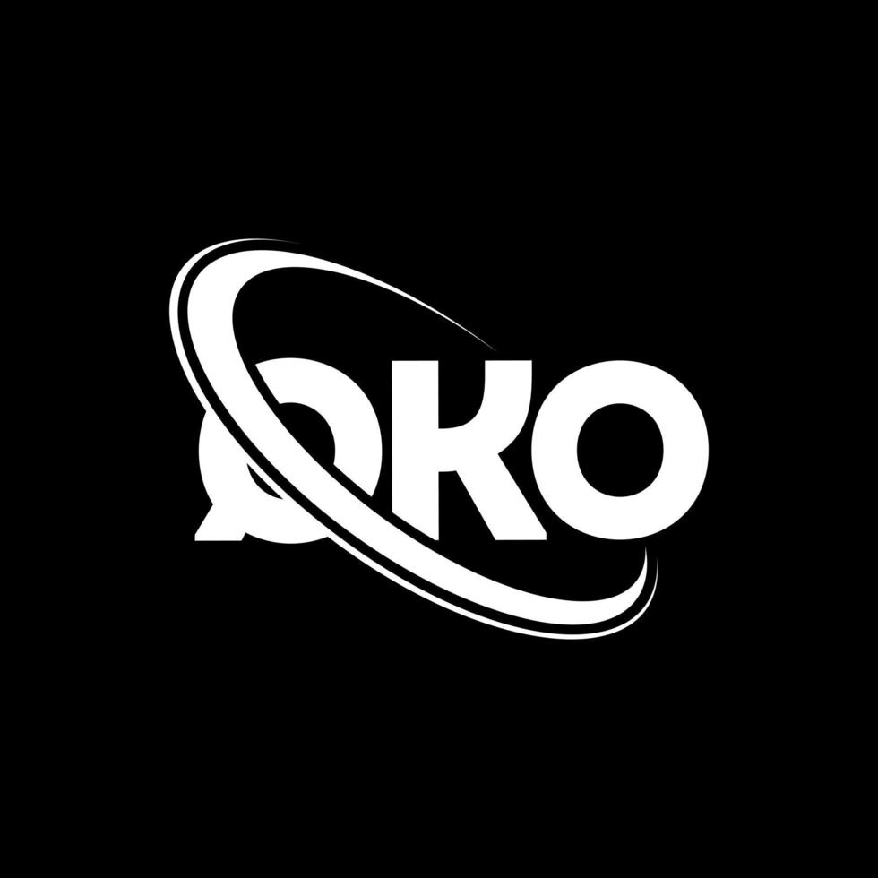 logo qko. lettera qko. design del logo della lettera qko. iniziali logo qko collegate con cerchio e logo monogramma maiuscolo. tipografia qko per il marchio tecnologico, commerciale e immobiliare. vettore