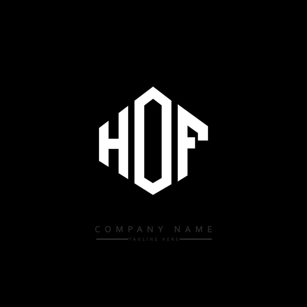 design del logo della lettera hof con forma poligonale. hof poligono e design del logo a forma di cubo. hof esagonale modello logo vettoriale colori bianco e nero. monogramma hof, logo aziendale e immobiliare.