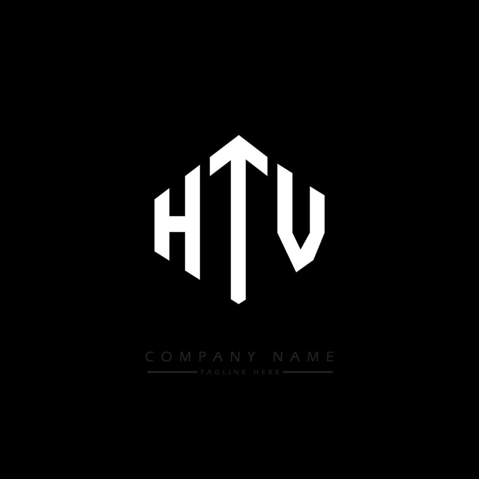 design del logo della lettera htv con forma poligonale. htv poligono e design del logo a forma di cubo. htv esagono logo modello vettoriale colori bianco e nero. monogramma htv, logo aziendale e immobiliare.
