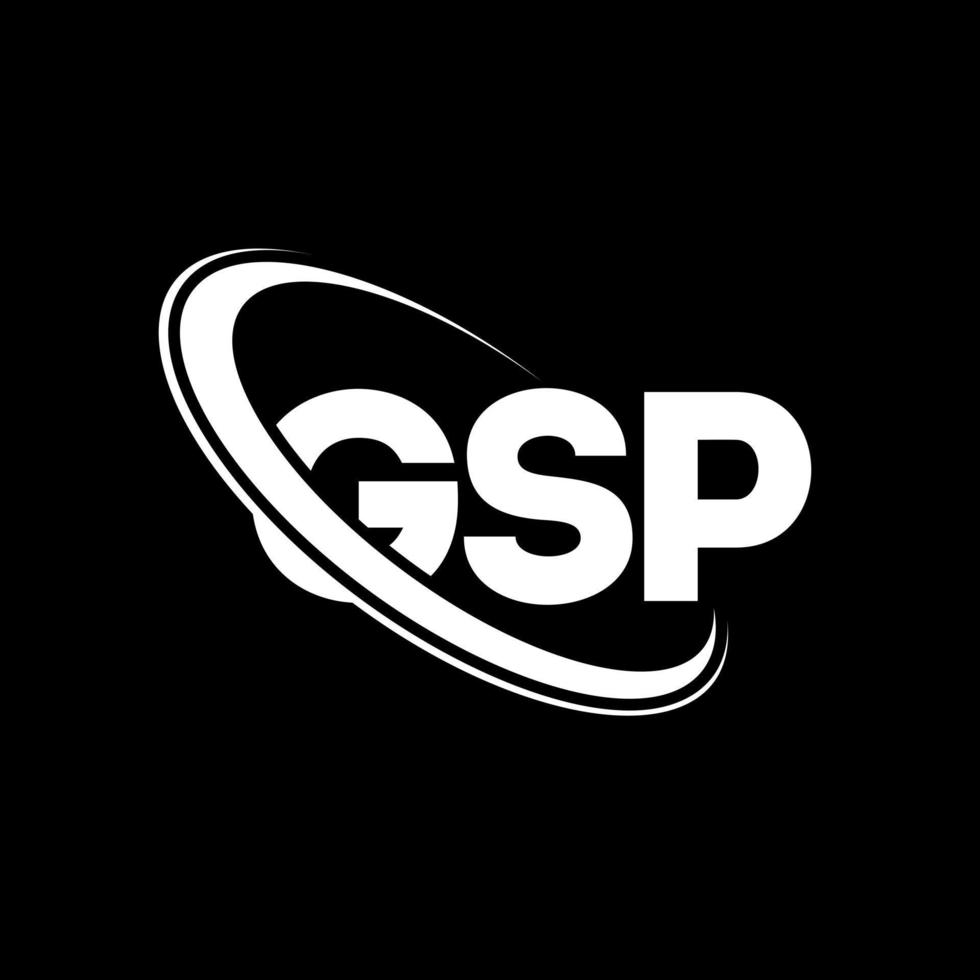 logo gsp. lettera gsp. design del logo della lettera gsp. iniziali gsp logo collegate con cerchio e logo monogramma maiuscolo. tipografia gsp per il marchio tecnologico, aziendale e immobiliare. vettore