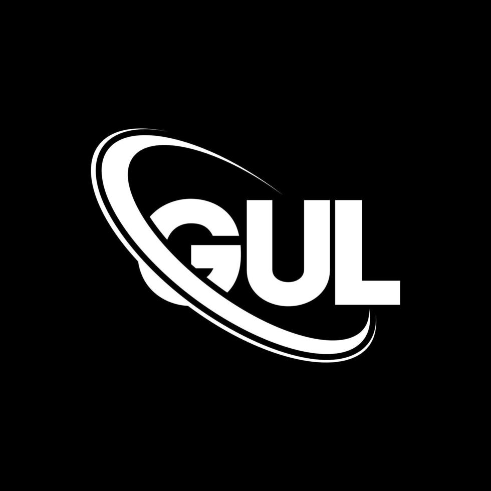 logo Gul. lettera gul. disegno del logo della lettera gul. iniziali logo gul legate a cerchio e logo monogramma maiuscolo. tipografia gul per il marchio tecnologico, commerciale e immobiliare. vettore