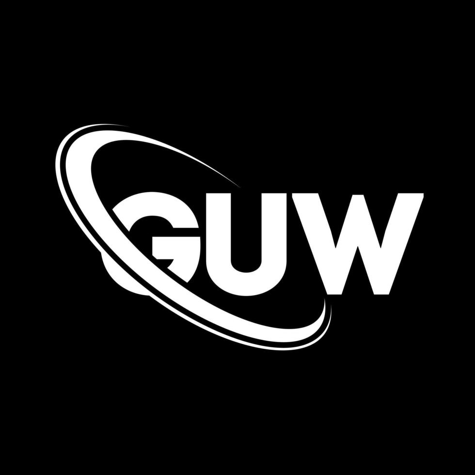 guw logo. lettera guw. guw lettera logo design. iniziali guw logo collegate con cerchio e logo monogramma maiuscolo. tipografia guw per il marchio tecnologico, commerciale e immobiliare. vettore