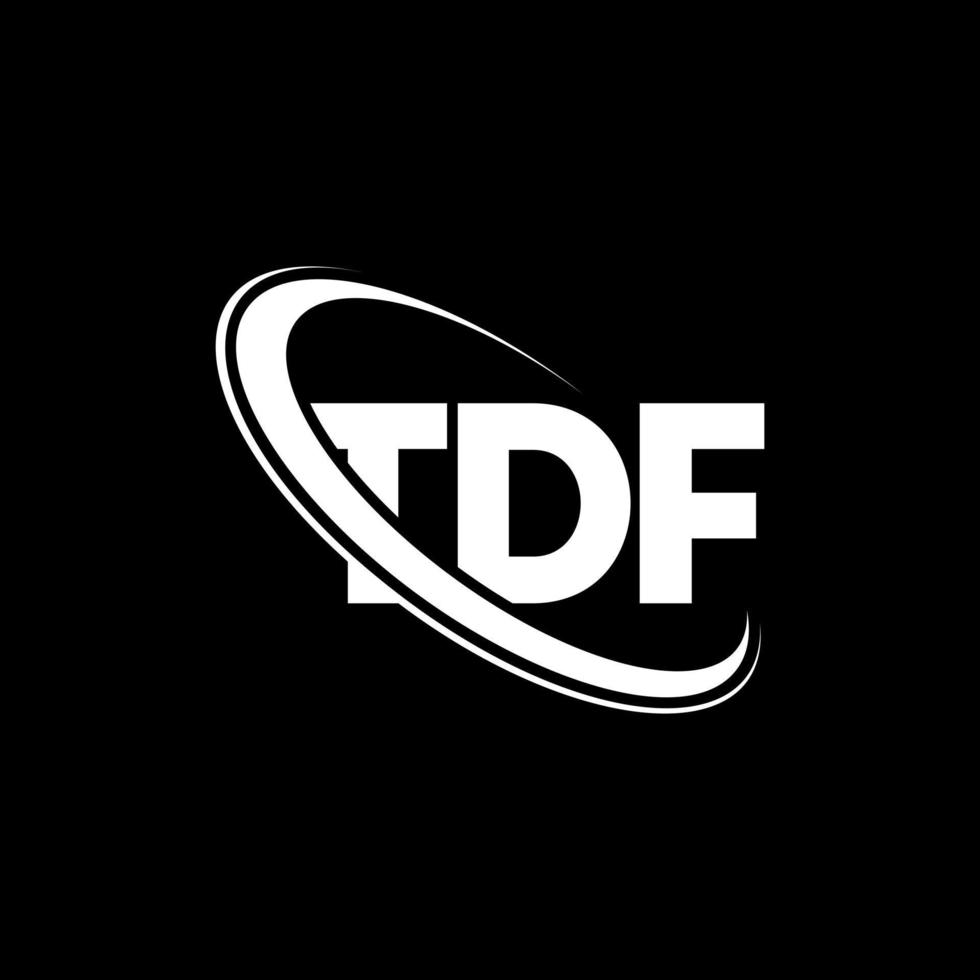 logo tdf. lettera tdf. design del logo della lettera tdf. iniziali logo tdf legate da cerchio e logo monogramma maiuscolo. tipografia tdf per il marchio tecnologico, commerciale e immobiliare. vettore