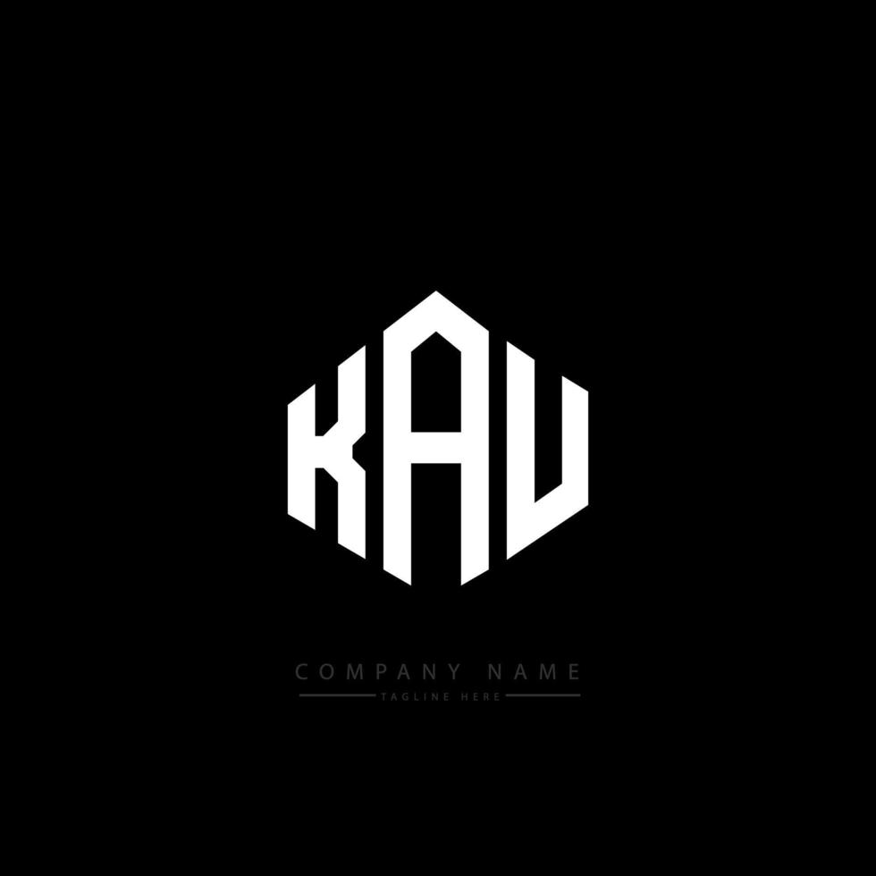 design del logo della lettera kau con forma poligonale. kau poligono e design del logo a forma di cubo. kau esagono logo modello vettoriale colori bianco e nero. monogramma kau, logo aziendale e immobiliare.