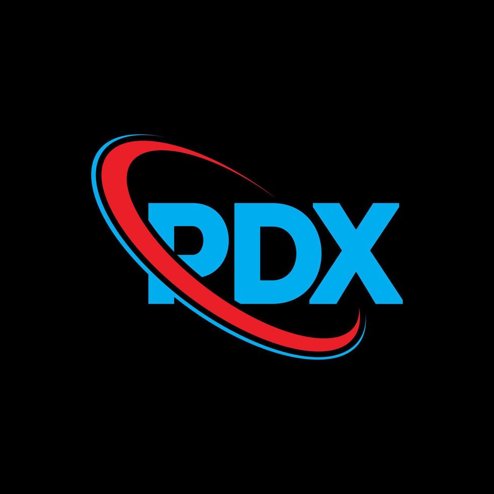 logo pdx. lettera pdf. disegno del logo della lettera pdx. iniziali logo pdx legate da cerchio e logo monogramma maiuscolo. tipografia pdx per il marchio tecnologico, aziendale e immobiliare. vettore