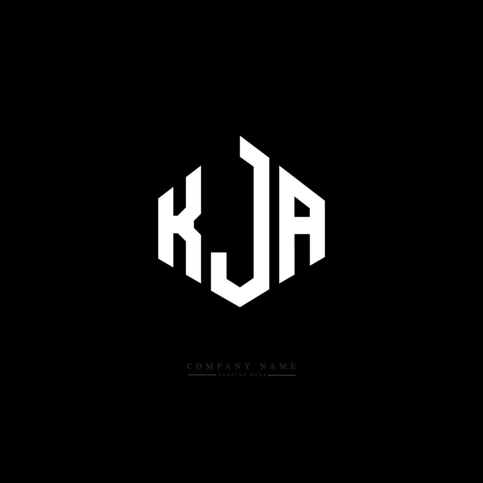 design del logo della lettera kja con forma poligonale. poligono kja e design del logo a forma di cubo. kja esagonale modello logo vettoriale colori bianco e nero. monogramma kja, logo aziendale e immobiliare.
