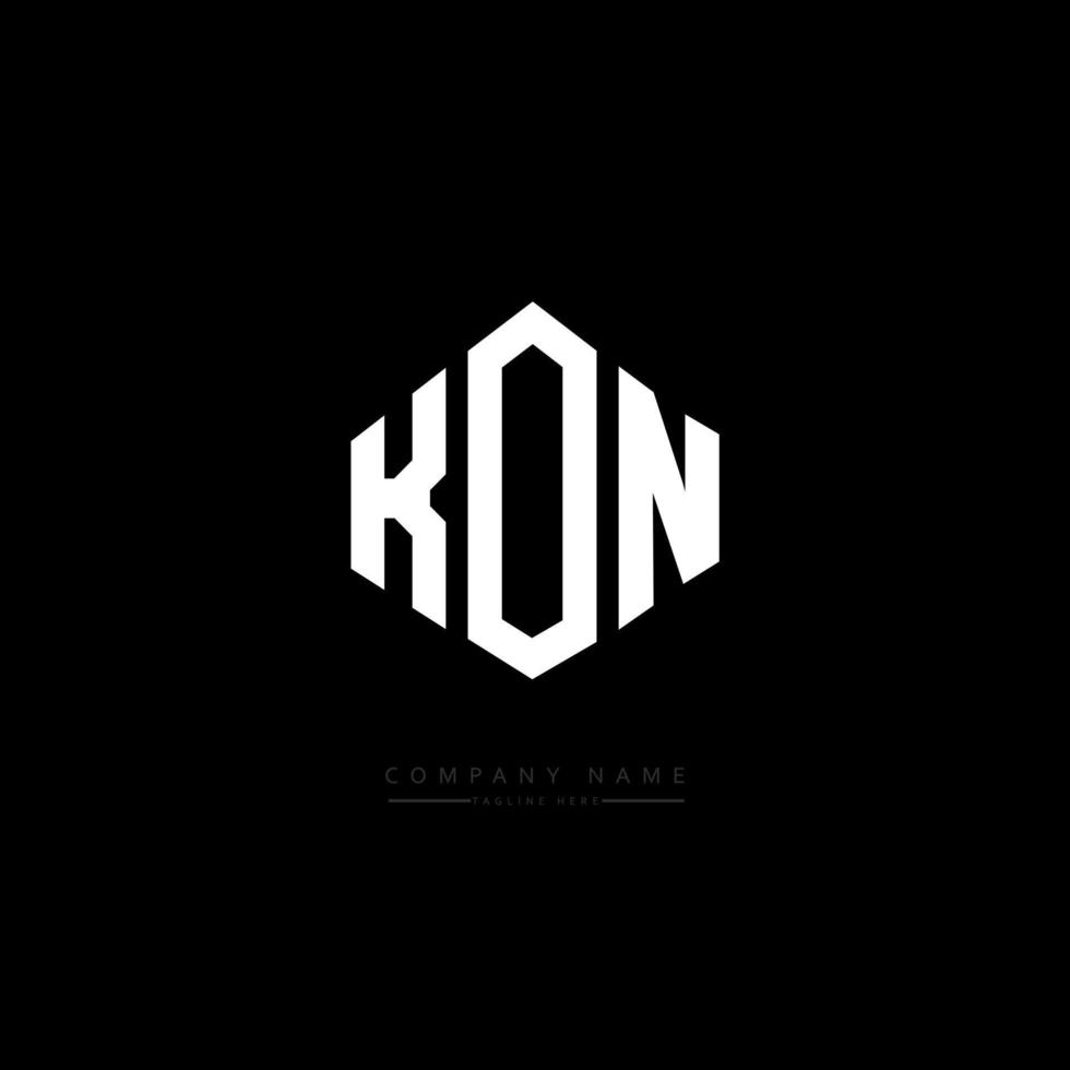 design del logo della lettera kon con forma poligonale. kon poligono e design del logo a forma di cubo. kon esagono logo modello vettoriale colori bianco e nero. monogramma kon, logo aziendale e immobiliare.