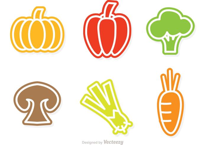 Icone di vettore di verdure colorate