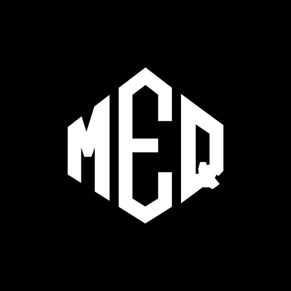 design del logo della lettera meq con forma poligonale. meq poligono e design del logo a forma di cubo. meq esagono vettore logo modello colori bianco e nero. monogramma meq, logo aziendale e immobiliare.
