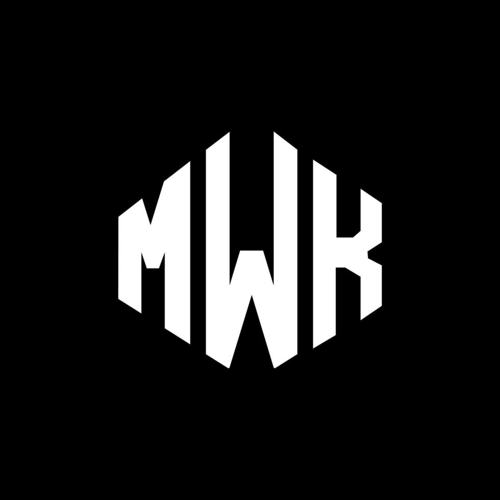 design del logo della lettera mwk con forma poligonale. mwk poligono e design del logo a forma di cubo. mwk modello di logo vettoriale esagonale colori bianco e nero. monogramma mwk, logo aziendale e immobiliare.