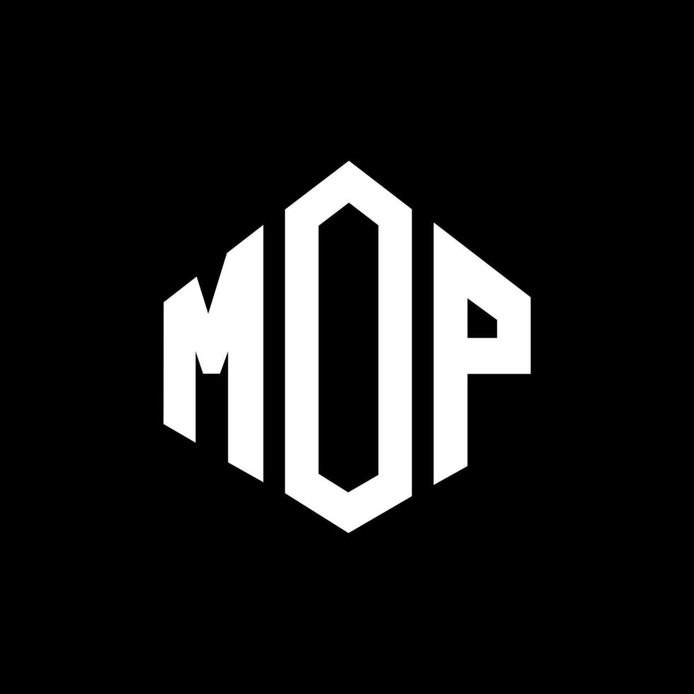 design del logo della lettera mop con forma poligonale. mop poligono e design del logo a forma di cubo. mop esagonale modello logo vettoriale colori bianco e nero. monogramma mop, logo aziendale e immobiliare.