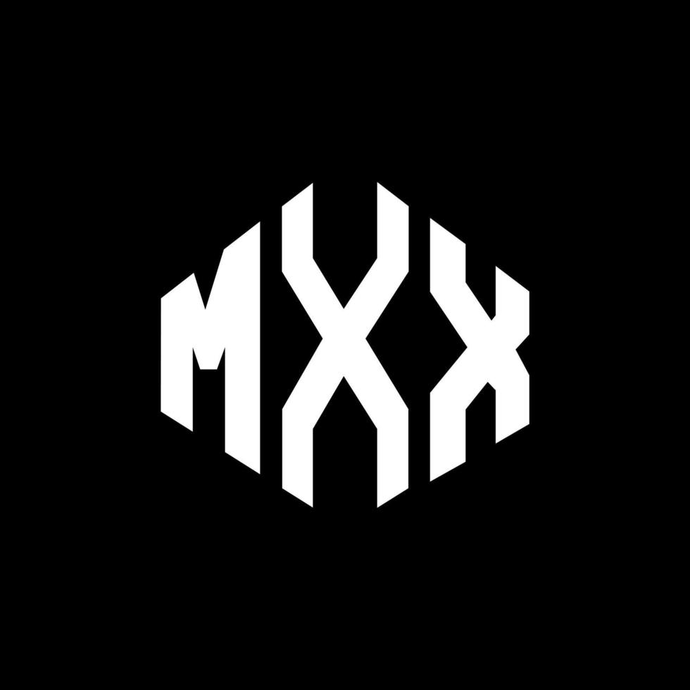design del logo della lettera mxx con forma poligonale. mxx poligono e design del logo a forma di cubo. mxx modello di logo vettoriale esagonale colori bianco e nero. monogramma mxx, logo aziendale e immobiliare.