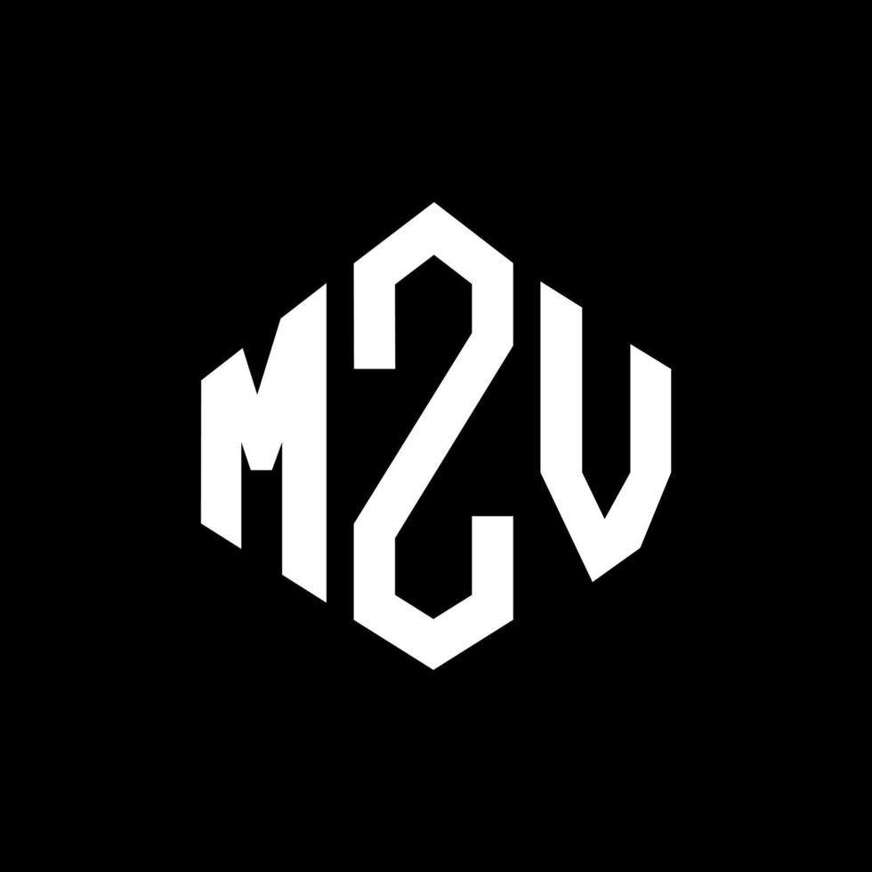 mzv lettera logo design con forma poligonale. mzv poligono e design del logo a forma di cubo. mzv esagono logo modello vettoriale colori bianco e nero. monogramma mzv, logo aziendale e immobiliare.