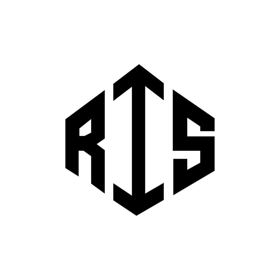 design del logo della lettera ris con forma poligonale. ris design del logo a forma di poligono e cubo. ris esagono modello logo vettoriale colori bianco e nero. ris monogramma, logo aziendale e immobiliare.