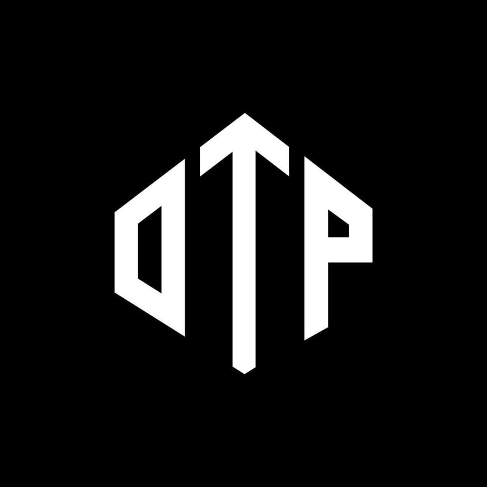design del logo della lettera otp con forma poligonale. design del logo a forma di poligono e cubo otp. modello di logo vettoriale esagonale otp colori bianco e nero. monogramma otp, logo aziendale e immobiliare.