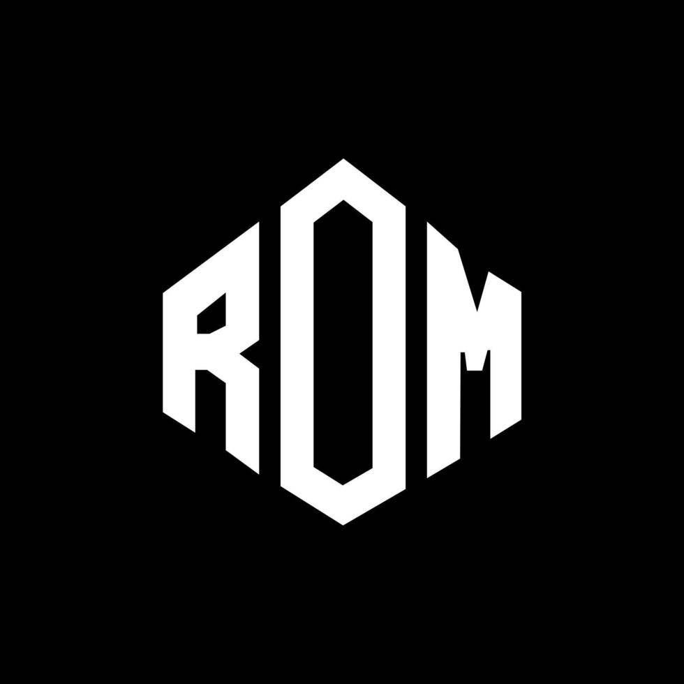 design del logo della lettera rom con forma poligonale. rom poligono e design del logo a forma di cubo. rom esagonale modello logo vettoriale colori bianco e nero. monogramma rom, logo aziendale e immobiliare.