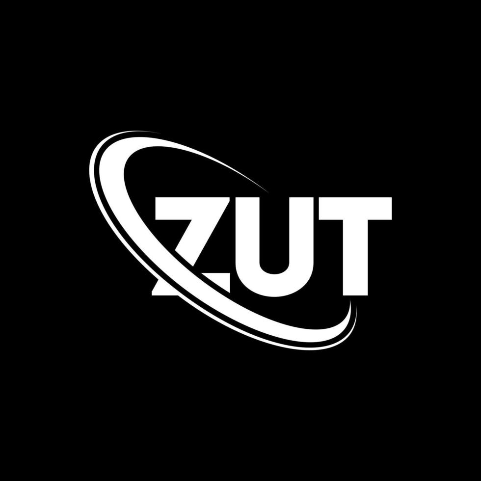 logo zut. lettera zut. disegno del logo della lettera zut. iniziali zut logo collegate con cerchio e logo monogramma maiuscolo. tipografia zut per il marchio tecnologico, commerciale e immobiliare. vettore