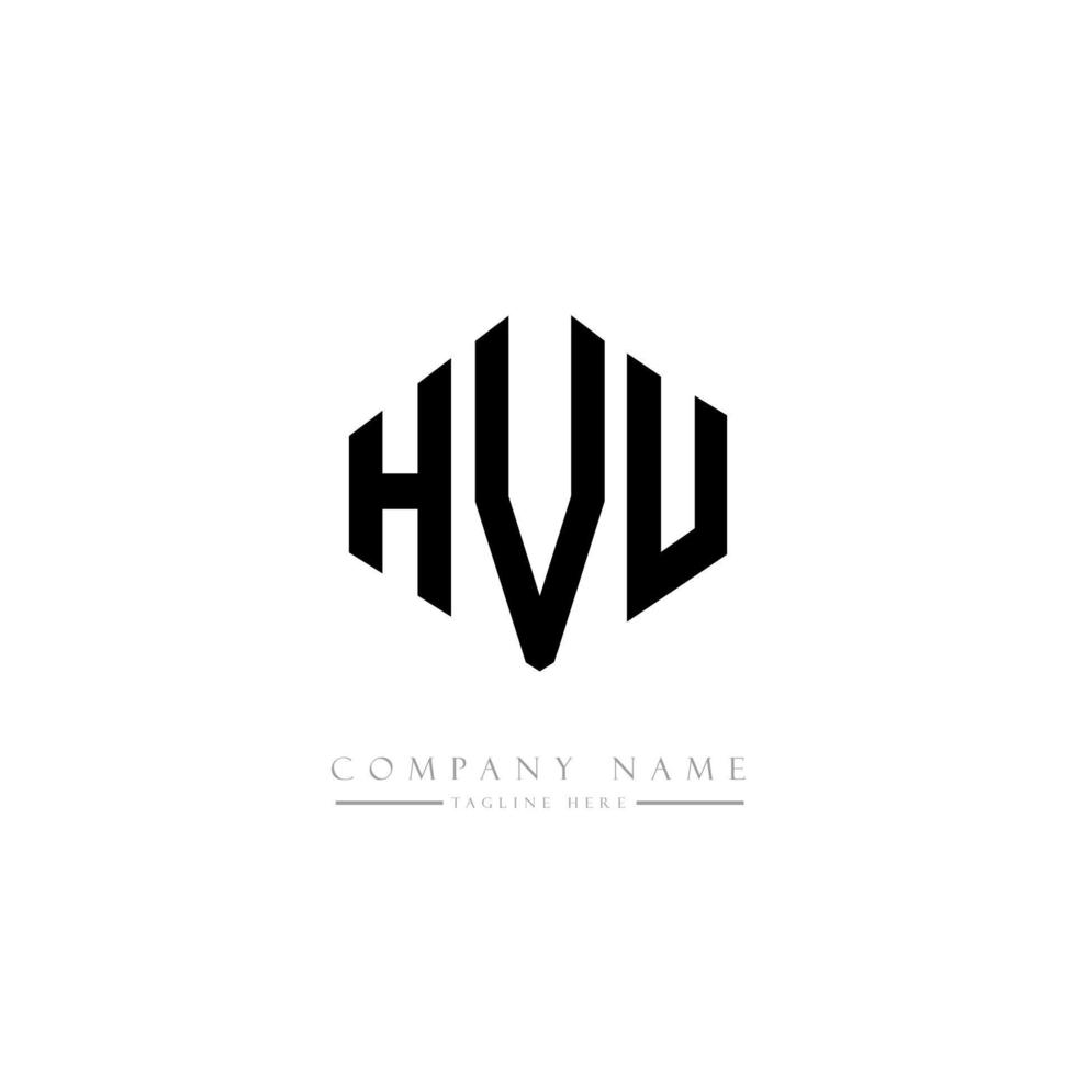 design del logo della lettera hvu con forma poligonale. hvu poligono e design del logo a forma di cubo. hvu modello di logo vettoriale esagonale colori bianco e nero. monogramma hvu, logo aziendale e immobiliare.