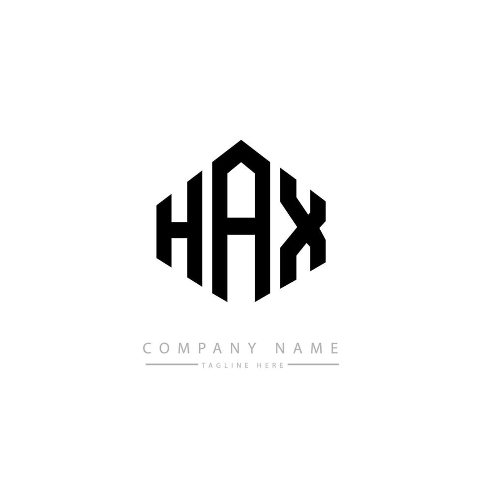 design del logo della lettera hax con forma poligonale. design del logo a forma di poligono e cubo hax. colore bianco e nero del modello di logo di vettore di esagono hax. monogramma hax, logo aziendale e immobiliare.