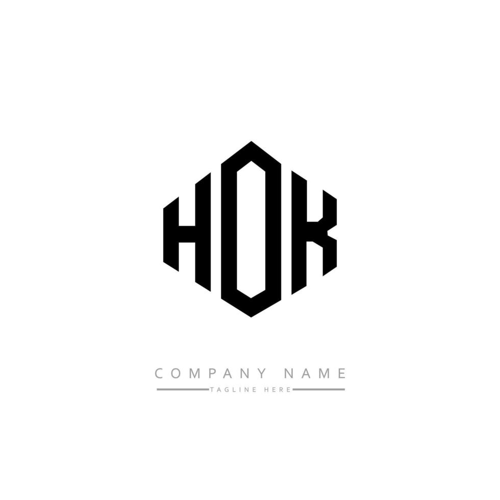 design del logo della lettera hok con forma poligonale. hok poligono e design del logo a forma di cubo. colori bianco e nero del modello di logo di vettore di esagono hok. monogramma hok, logo aziendale e immobiliare.