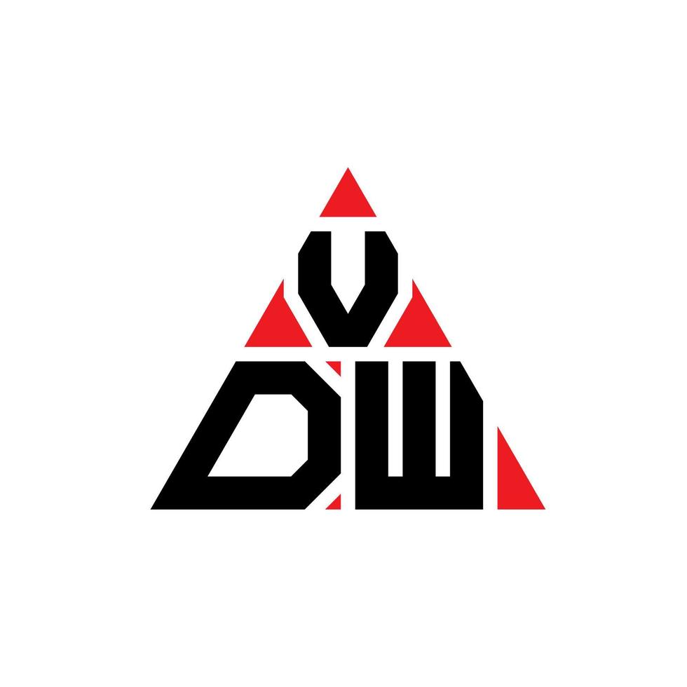 design del logo della lettera del triangolo vdw con forma triangolare. monogramma di design del logo del triangolo vdw. modello di logo vettoriale triangolo vdw con colore rosso. logo triangolare vdw logo semplice, elegante e lussuoso.