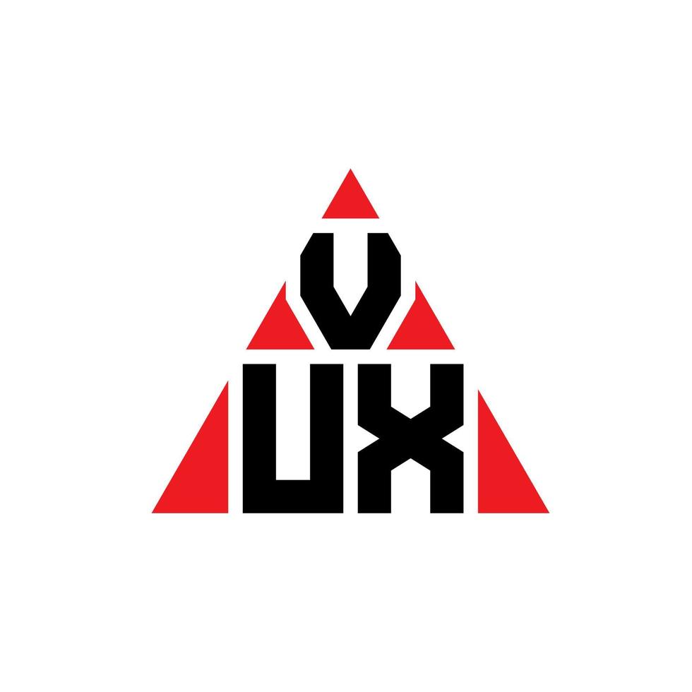 design del logo della lettera triangolo vux con forma triangolare. monogramma di design con logo triangolo vux. modello di logo vettoriale triangolo vux con colore rosso. logo triangolare vux logo semplice, elegante e lussuoso.