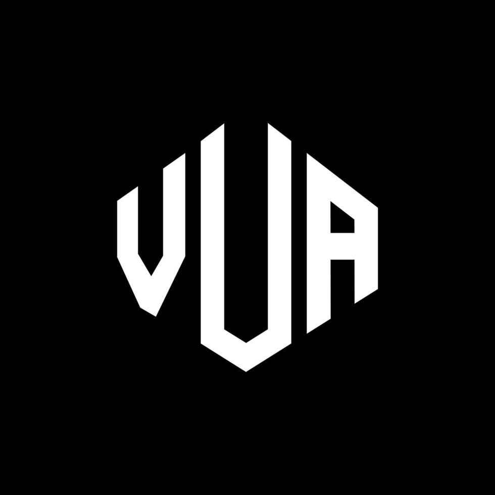 design del logo della lettera vua con forma poligonale. design del logo a forma di poligono e cubo vua. vua modello di logo vettoriale esagonale colori bianco e nero. monogramma vua, logo aziendale e immobiliare.