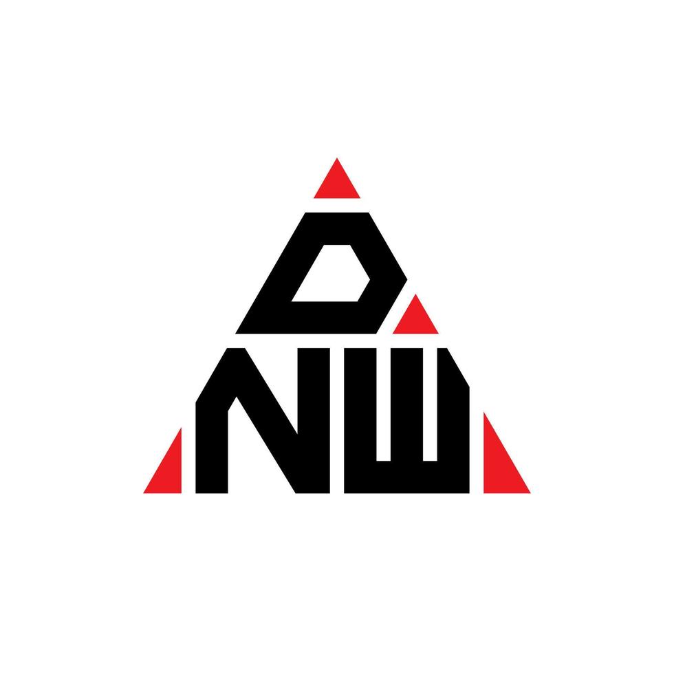 design del logo della lettera del triangolo dnw con forma triangolare. dnw triangolo logo design monogramma. modello di logo vettoriale triangolo dnw con colore rosso. dnw logo triangolare logo semplice, elegante e lussuoso.
