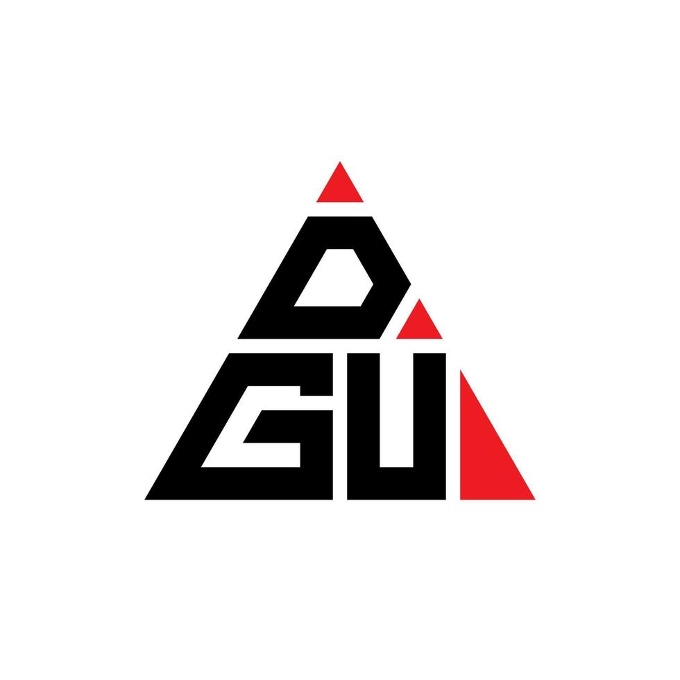 design del logo della lettera del triangolo dgu con forma triangolare. dgu triangolo logo design monogramma. modello di logo vettoriale triangolo dgu con colore rosso. dgu logo triangolare logo semplice, elegante e lussuoso.