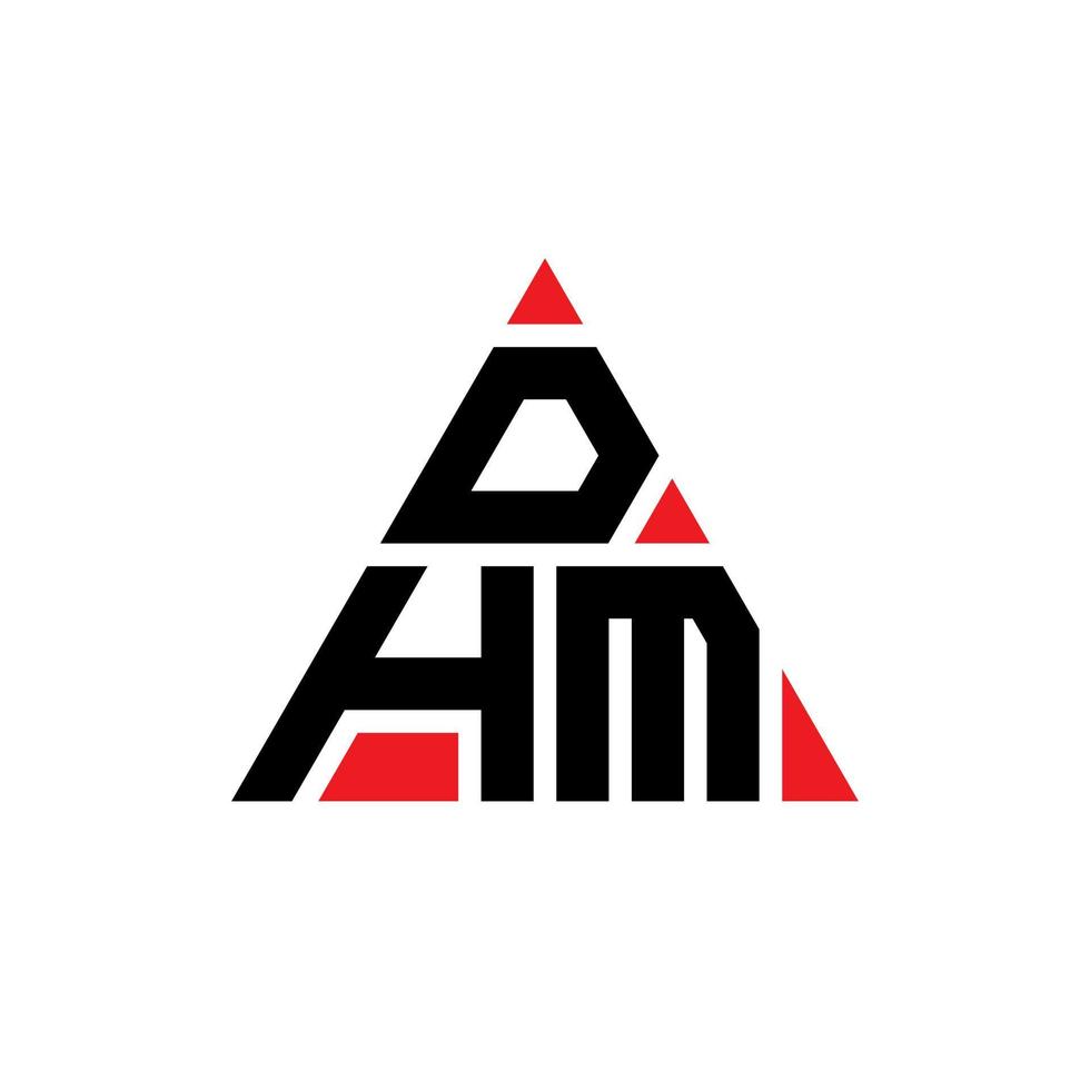 design del logo della lettera del triangolo dhm con forma triangolare. monogramma di design del logo del triangolo dhm. modello di logo vettoriale triangolo dhm con colore rosso. logo triangolare dhm logo semplice, elegante e lussuoso.