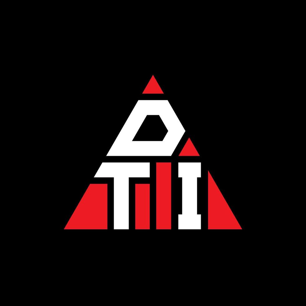 dti triangolo lettera logo design con forma triangolare. dti triangolo logo design monogramma. modello di logo vettoriale triangolo dti con colore rosso. dti logo triangolare logo semplice, elegante e lussuoso.