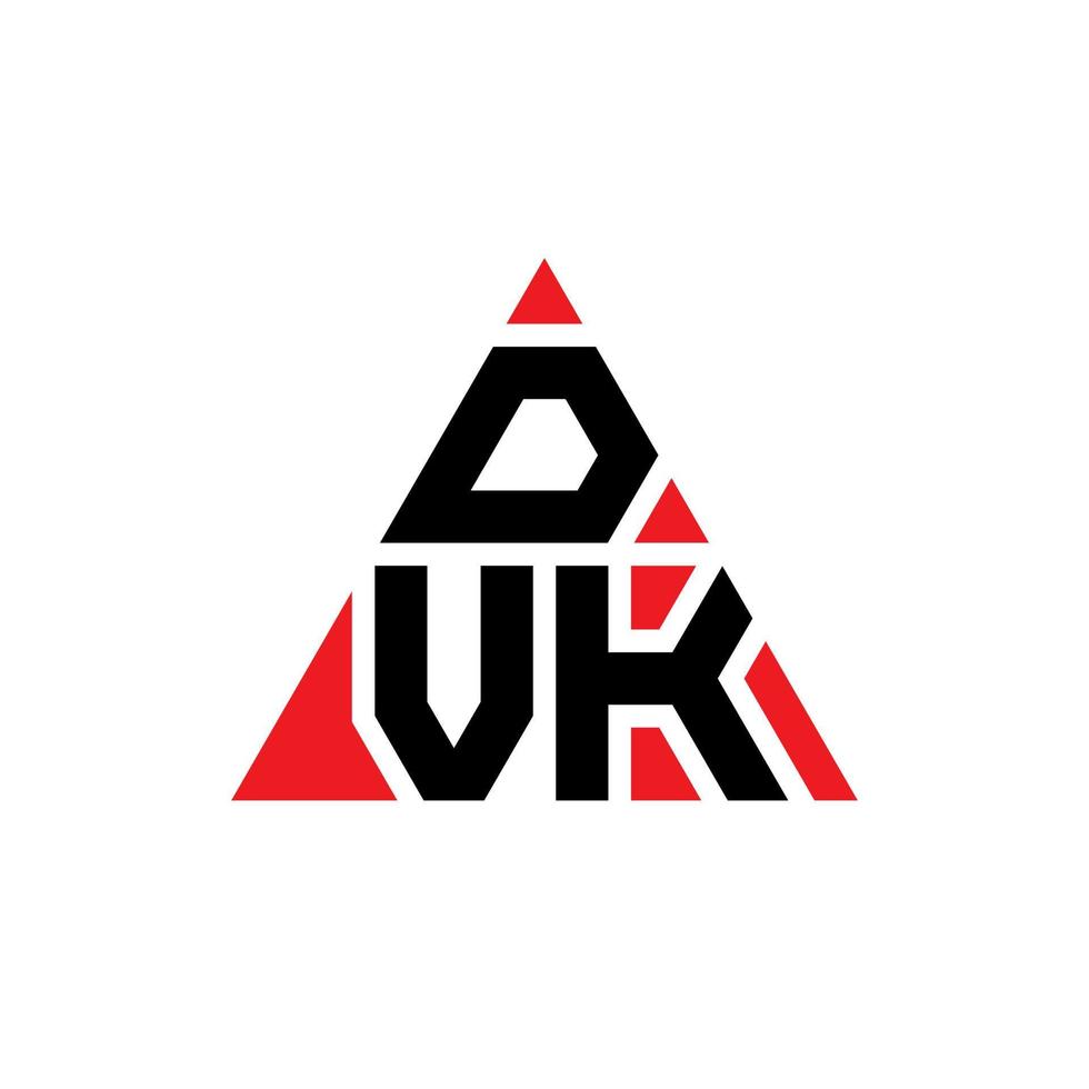 design del logo della lettera del triangolo dvk con forma triangolare. dvk triangolo logo design monogramma. modello di logo vettoriale triangolo dvk con colore rosso. dvk logo triangolare logo semplice, elegante e lussuoso.