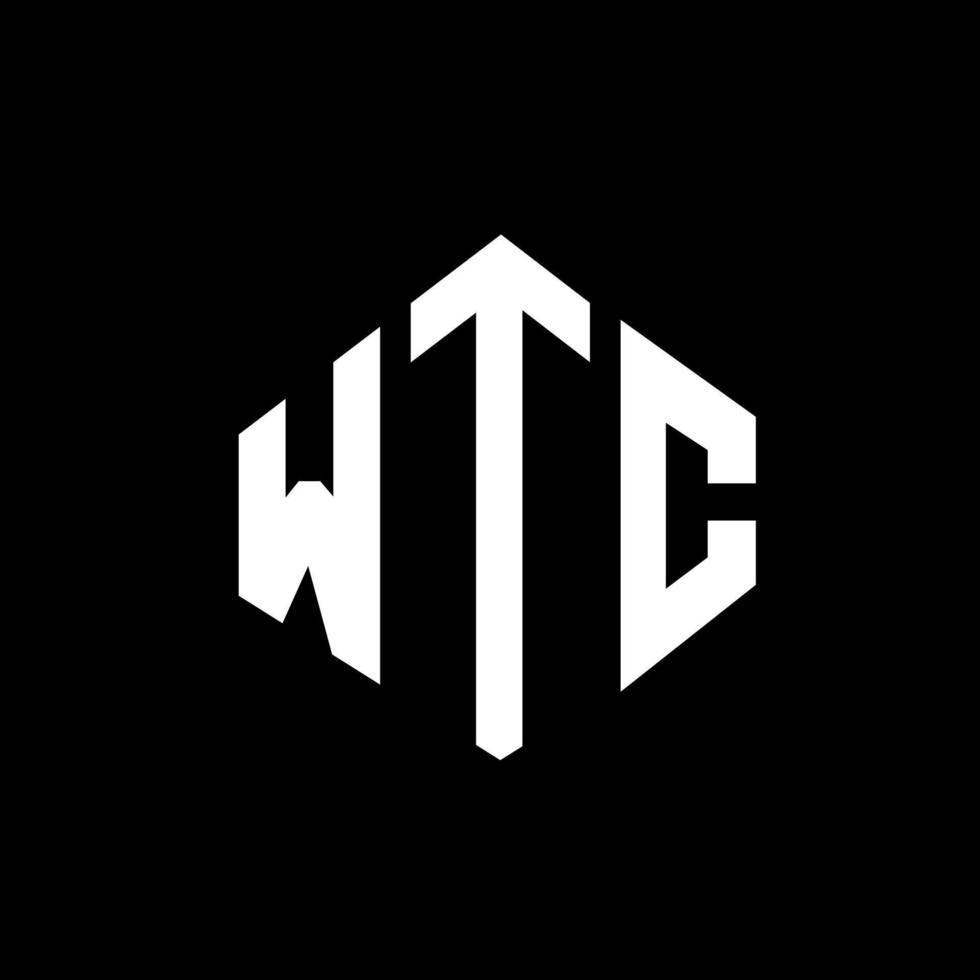 design del logo della lettera wtc con forma poligonale. wtc poligono e design del logo a forma di cubo. wtc modello di logo vettoriale esagonale colori bianco e nero. monogramma wtc, logo aziendale e immobiliare.