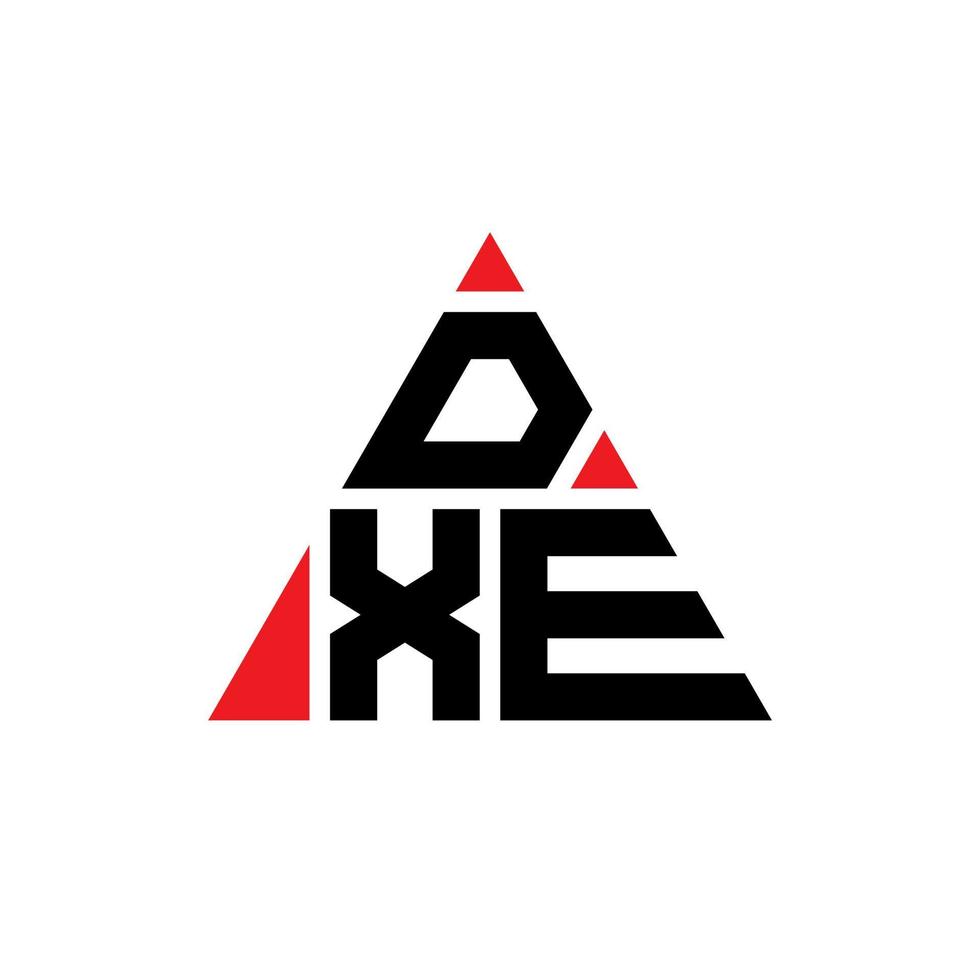 design del logo della lettera del triangolo dxe con forma triangolare. monogramma di design del logo del triangolo dxe. modello di logo vettoriale triangolo dxe con colore rosso. logo triangolare dxe logo semplice, elegante e lussuoso.