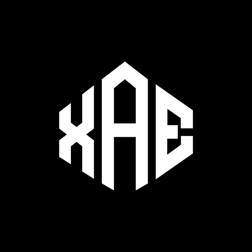 logo della lettera xae con forma poligonale. design del logo a forma di poligono e cubo xae. xae esagonale modello logo vettoriale colori bianco e nero. monogramma xae, logo aziendale e immobiliare.