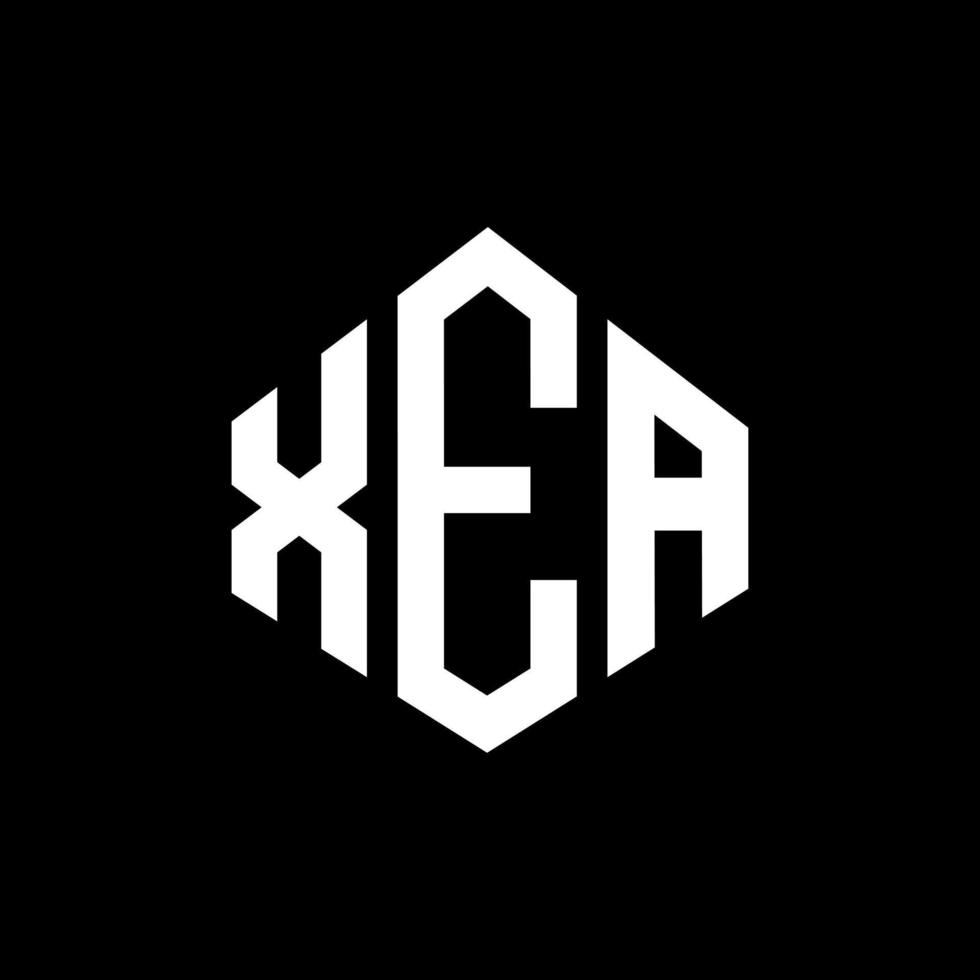 logo lettera xea con forma poligonale. xea poligono e design del logo a forma di cubo. xea esagonale modello logo vettoriale colori bianco e nero. monogramma xea, logo aziendale e immobiliare.