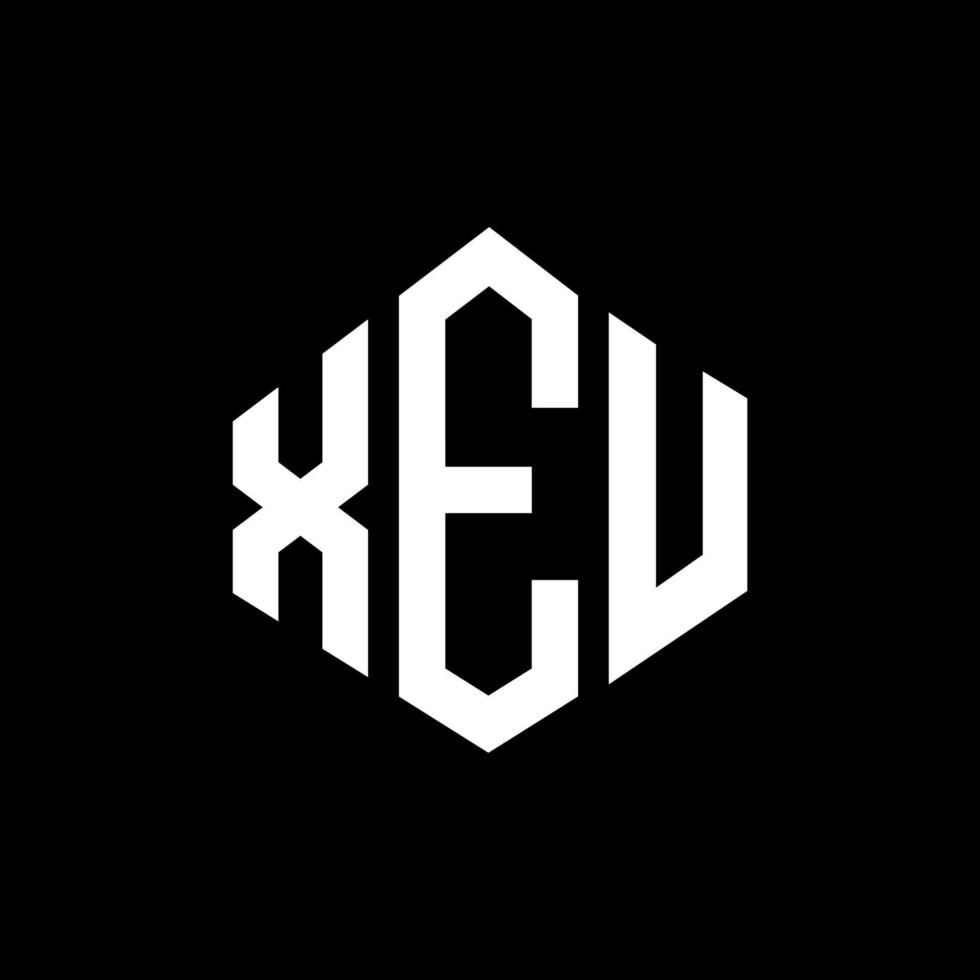 xeu lettera logo design con forma poligonale. xeu poligono e design del logo a forma di cubo. xeu esagono logo modello vettoriale colori bianco e nero. monogramma xeu, logo aziendale e immobiliare.