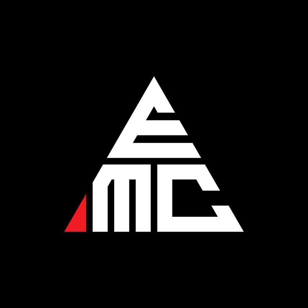 design del logo della lettera del triangolo emc con forma triangolare. monogramma emc triangolo logo design. modello di logo vettoriale triangolo emc con colore rosso. logo triangolare emc logo semplice, elegante e lussuoso.