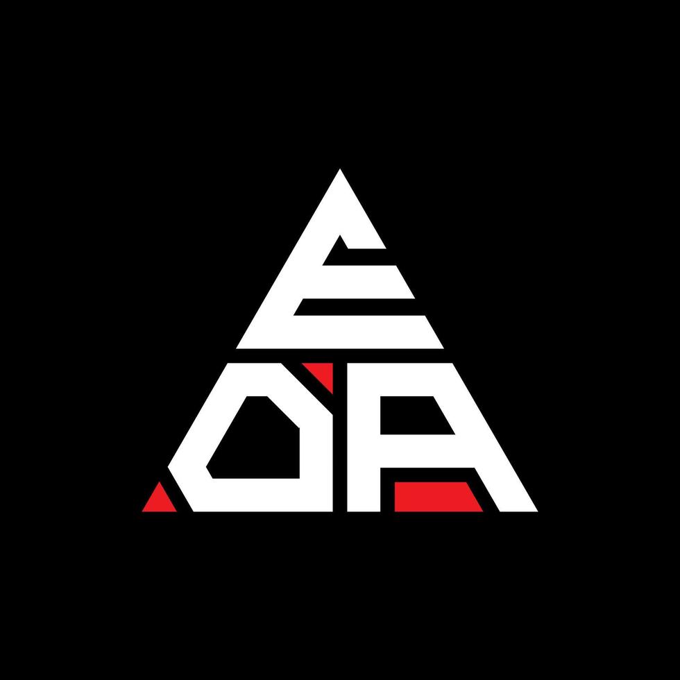 design del logo della lettera triangolare eoa con forma triangolare. monogramma eoa triangolo logo design. modello di logo vettoriale triangolo eoa con colore rosso. logo triangolare eoa logo semplice, elegante e lussuoso.