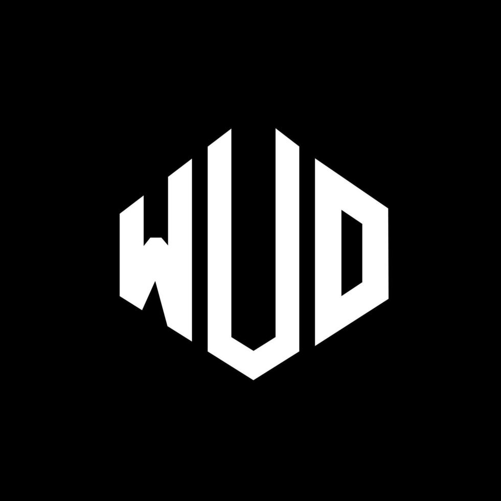 wuo lettera logo design con forma poligonale. wuo poligono e design del logo a forma di cubo. wuo esagonale modello logo vettoriale colori bianco e nero. wuo monogramma, logo aziendale e immobiliare.