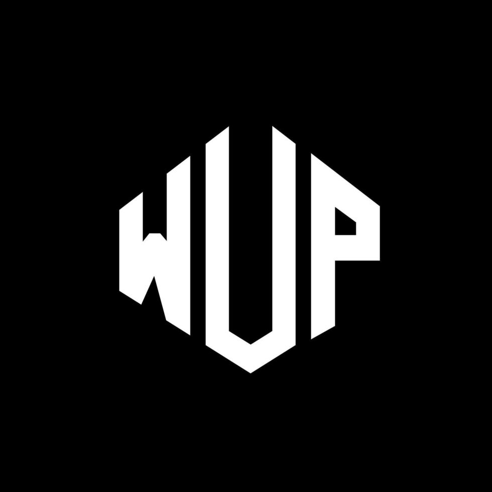design del logo della lettera wup con forma poligonale. wup poligono e design del logo a forma di cubo. wup esagonale modello logo vettoriale colori bianco e nero. monogramma wup, logo aziendale e immobiliare.