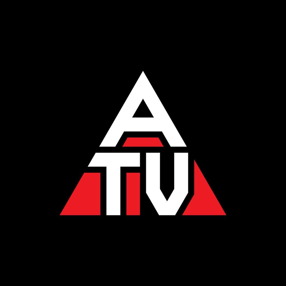 design del logo della lettera del triangolo atv con forma triangolare. monogramma di design del logo del triangolo atv. modello di logo vettoriale triangolo atv con colore rosso. logo triangolare atv logo semplice, elegante e lussuoso.