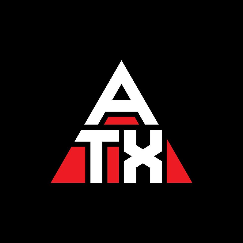 design del logo della lettera triangolare atx con forma triangolare. monogramma di design del logo del triangolo atx. modello di logo vettoriale triangolo atx con colore rosso. logo triangolare atx logo semplice, elegante e lussuoso.