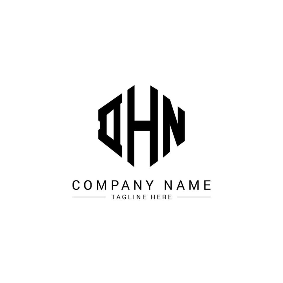 design del logo della lettera dhn con forma poligonale. dhn poligono e design del logo a forma di cubo. dhn esagono vettore logo modello colori bianco e nero. monogramma dhn, logo aziendale e immobiliare.