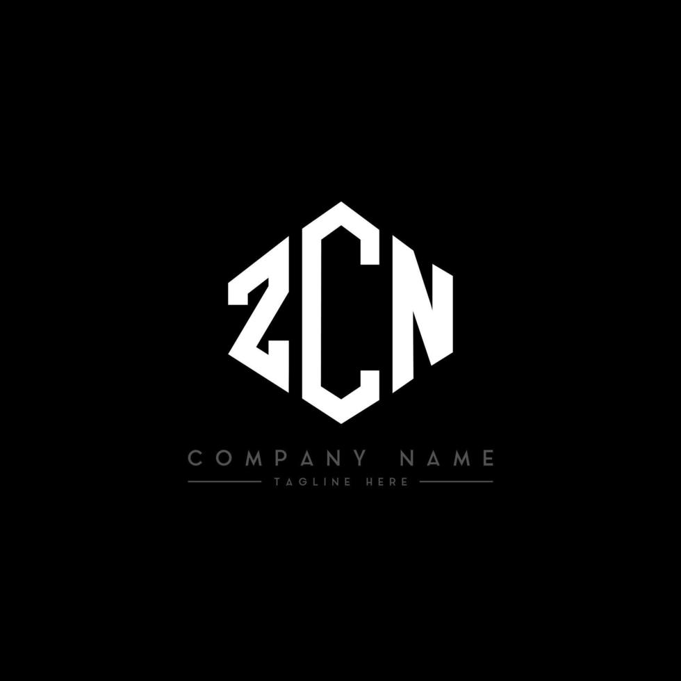logo lettera zcn con forma poligonale. zcn poligono e design del logo a forma di cubo. zcn modello di logo vettoriale esagonale colori bianco e nero. monogramma zcn, logo aziendale e immobiliare.
