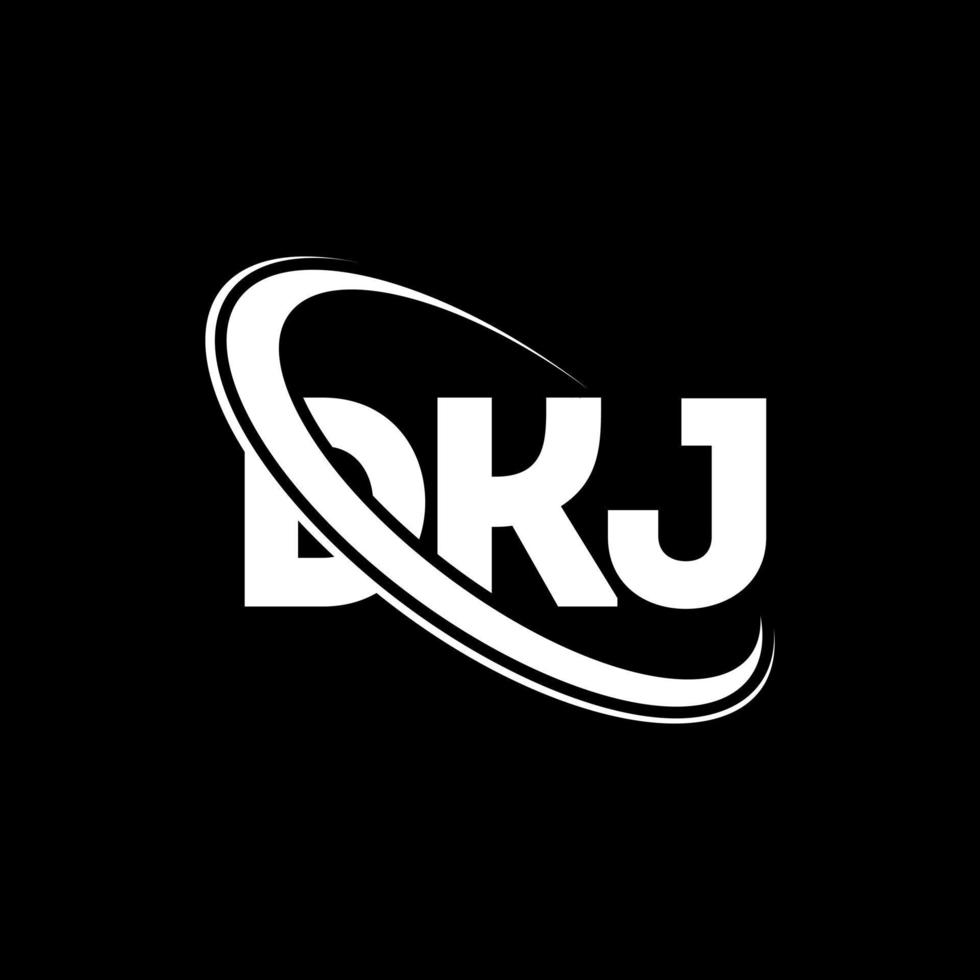 logo dkj. lettera dkj. design del logo della lettera dkj. iniziali dkj logo collegate con cerchio e logo monogramma maiuscolo. tipografia dkj per il marchio tecnologico, commerciale e immobiliare. vettore