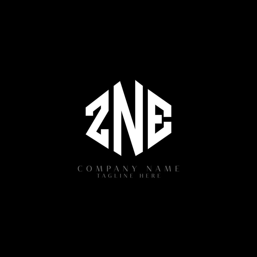 zne lettera logo design con forma poligonale. zne poligono e design del logo a forma di cubo. zne esagono logo modello vettoriale colori bianco e nero. zne monogramma, logo aziendale e immobiliare.